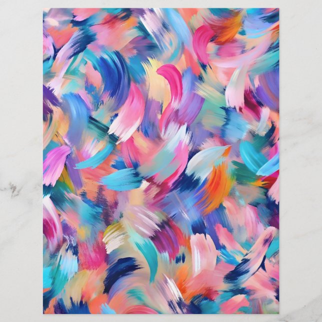 Colourful pink brush strokes scrapbook paper (Front)