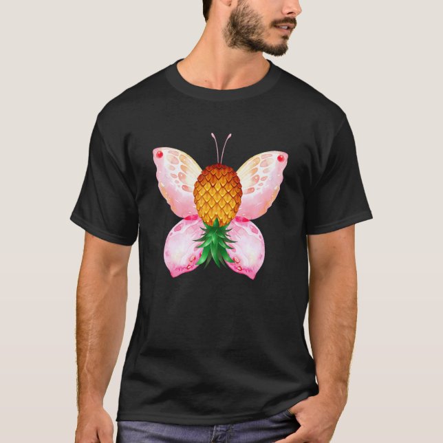 Colourful Pink Butterfly Women Swinger Upside Down T-Shirt (Front)