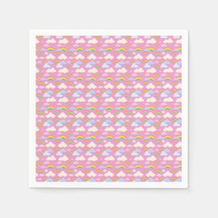 Colourful Pink Clouds and Rainbows Napkin