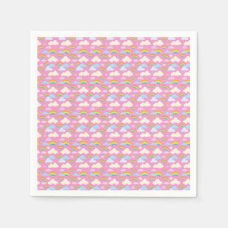Colourful Pink Clouds and Rainbows Napkin