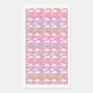 Colourful Pink Clouds and Rainbows Napkin