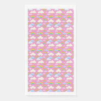 Colourful Pink Clouds and Rainbows Napkin
