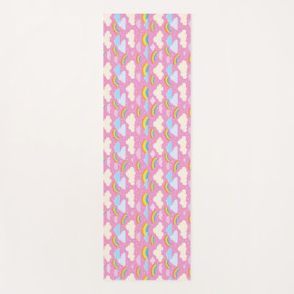 Colourful Pink Clouds and Rainbows Yoga Mat