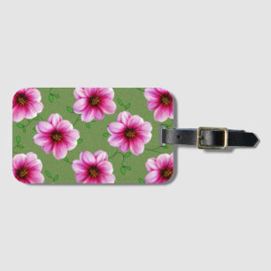 Colourful Pink Dahlia Flowers on any Colour Luggage Tag