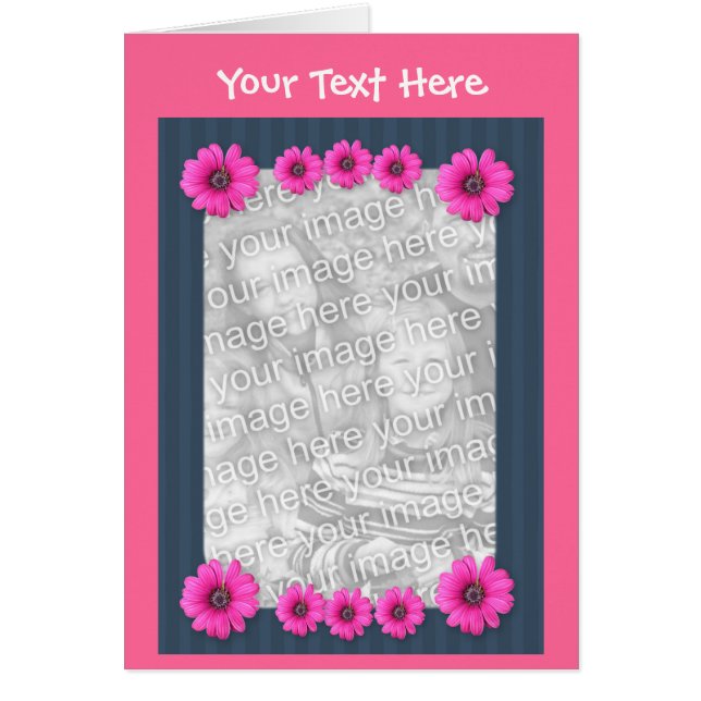 Colourful Pink Daisy Flowers Photo Card (Front)