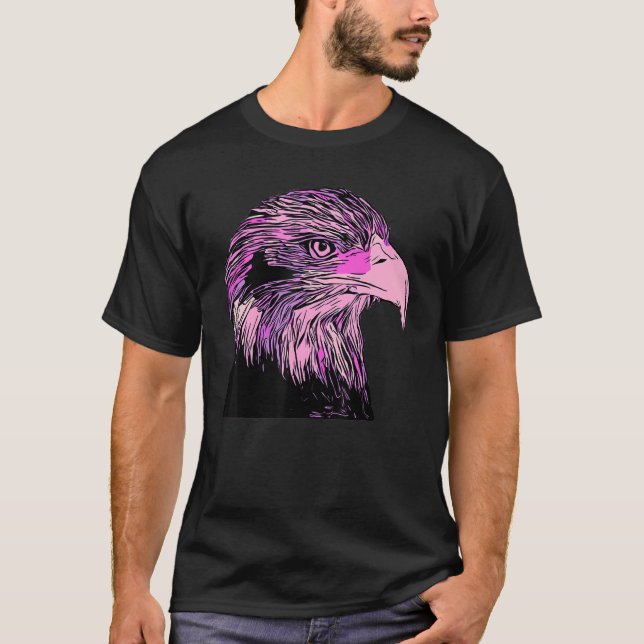 Colourful pink Eagle imprint american bird animal  T-Shirt (Front)