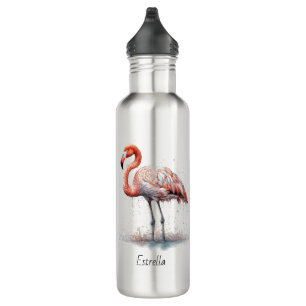 Colourful Pink Flamingo, customisable 710 Ml Water Bottle