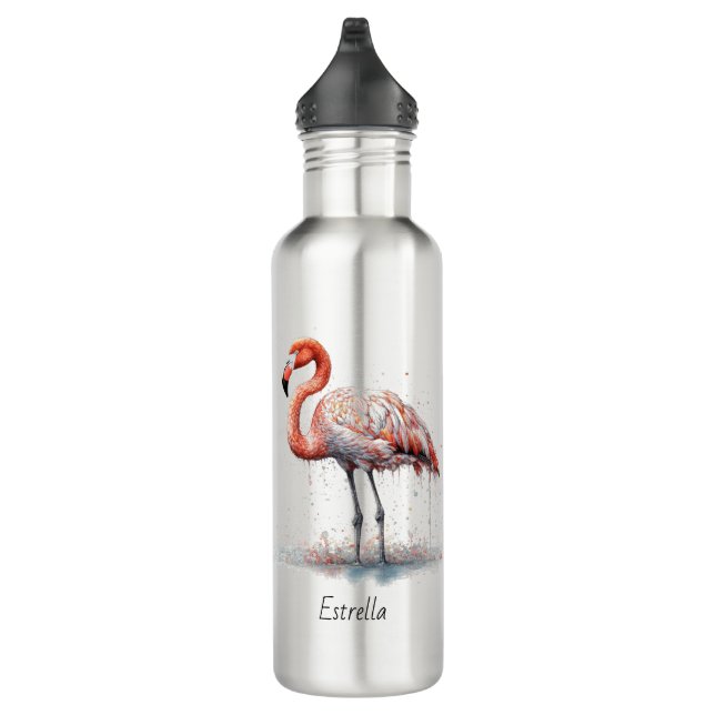 Colourful Pink Flamingo, customisable 710 Ml Water Bottle (Right)