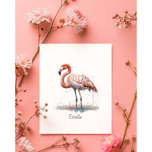 Colourful Pink Flamingo, customisable Invitation