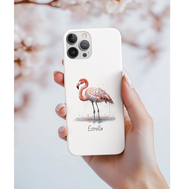 Colourful Pink Flamingo in Pointillism Style Case-Mate iPhone Case (Creator Uploaded)