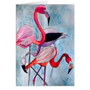 Colourful pink flamingo watercolor art