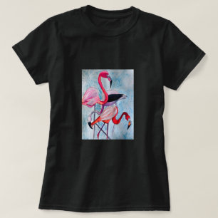 Colourful pink flamingo watercolor art T-Shirt