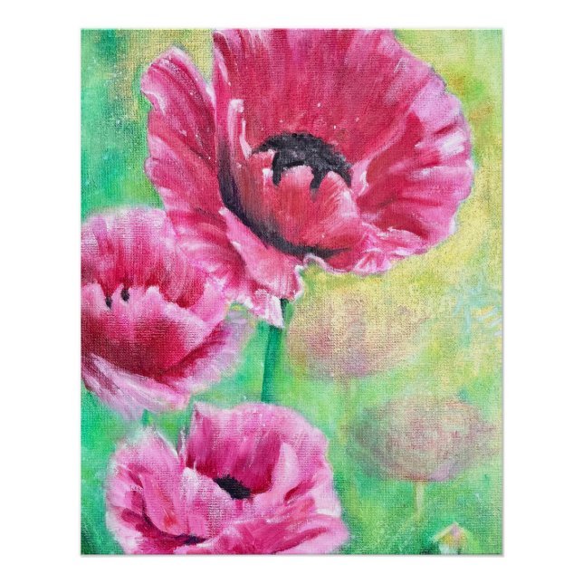 Colourful Pink Floral Art  Poster (Front)
