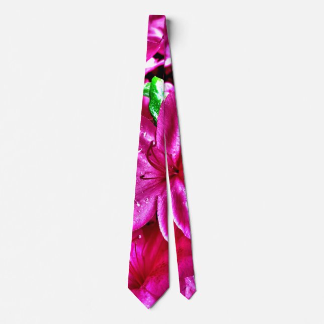 Colourful Pink Floral Azalea Tie (Front)