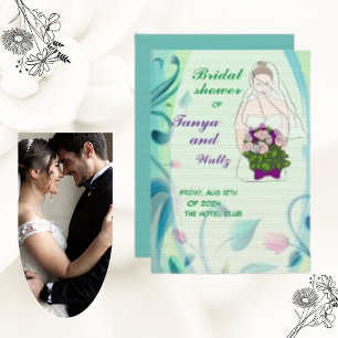 Colourful Pink Floral Flower Border Bridal Shower Invitation