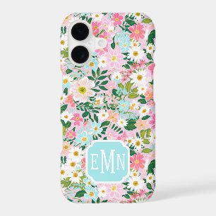 Colourful Pink Flower Garden Monogrammed