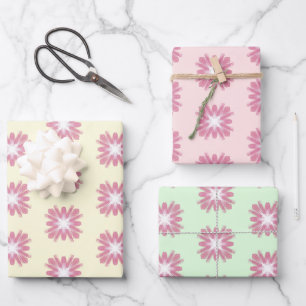 Colourful Pink Flower Pattern Customisable Wrapping Paper Sheet