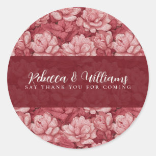 Colourful Pink Gardenias Fantasy Retro Wedding Classic Round Sticker