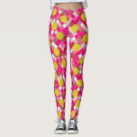 Colourful Pink Geometric Diamond Fun Pickleball Leggings<br><div class="desc">Take your game up a notch with these fun pickleball leggings featuring yellow pickleballs set against a background of pink and white diamonds outlined in faux gold.  Great for everyday rec play,  tournaments or just running around town.</div>