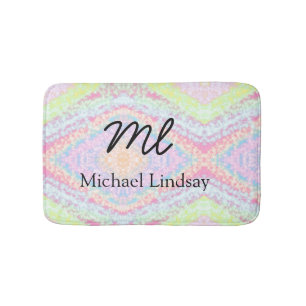Colourful pink glittersparkle stars add your name bath mat