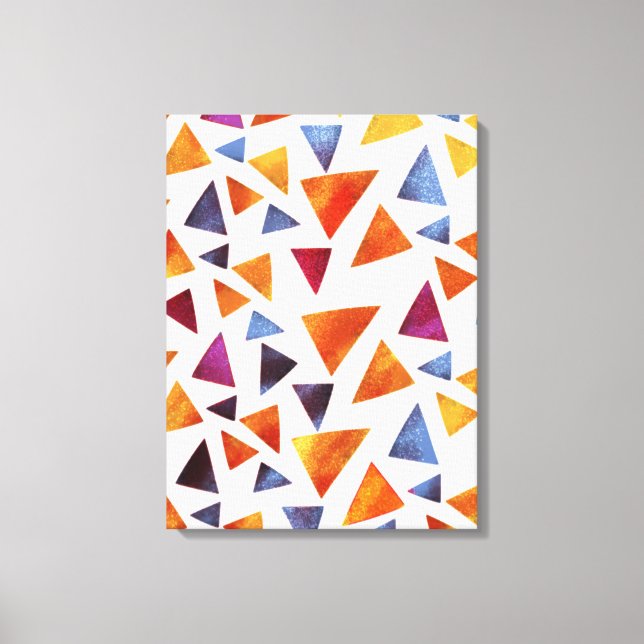 Colourful Pink Gold Navy Blue Triangles Pattern Canvas Print (Front)
