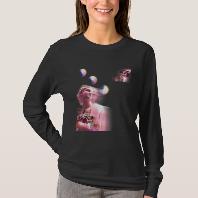 Colourful Pink Gradient Classical Art Moon Phases T-Shirt (Front)