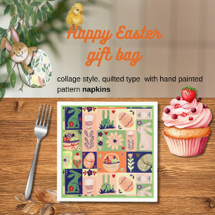 Colourful  Pink Green Easter Bunny Napkin