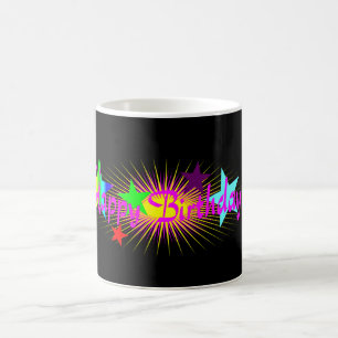 Colourful Pink Happy Birthday Coffee Mug