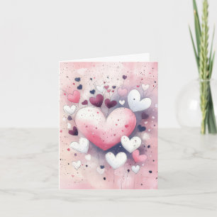 Colourful pink Hearts Valentine's Greeting Card
