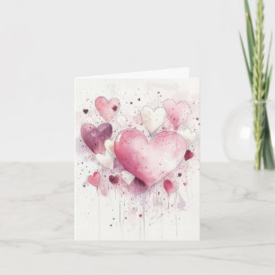 Colourful pink Hearts Valentine's Greeting Card