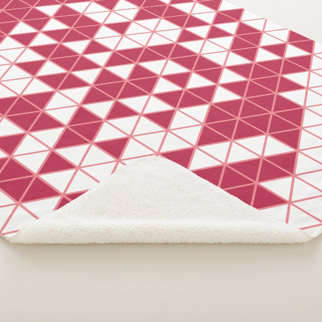 Colourful Pink Magenta Geometric Triangles Sherpa Blanket (3/4)