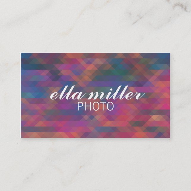 Colourful Pink Multicolored Geometric Business Car Business Card (Front)