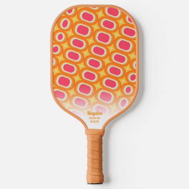 Colourful Pink Orange Abstract Retro Pattern Custo Pickleball Paddle (Front)