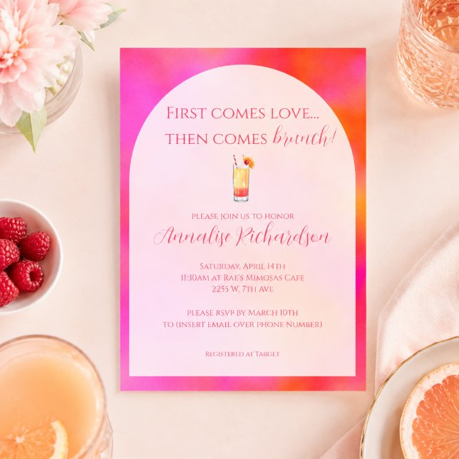 Colourful Pink Orange Bridal Brunch Invitation (Creator Uploaded)