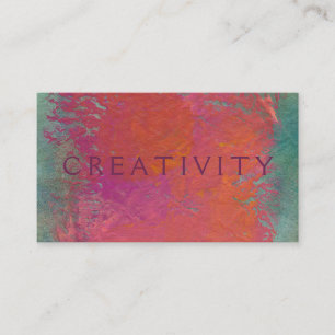 Colourful pink orange modern art painting business card