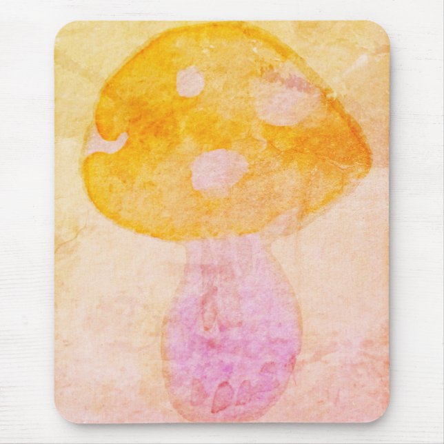 Colourful Pink Orange Watercolor Mushroom Mouse Mat (Front)