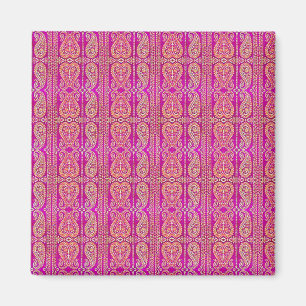 Colourful Pink Paisley Striped Magnet