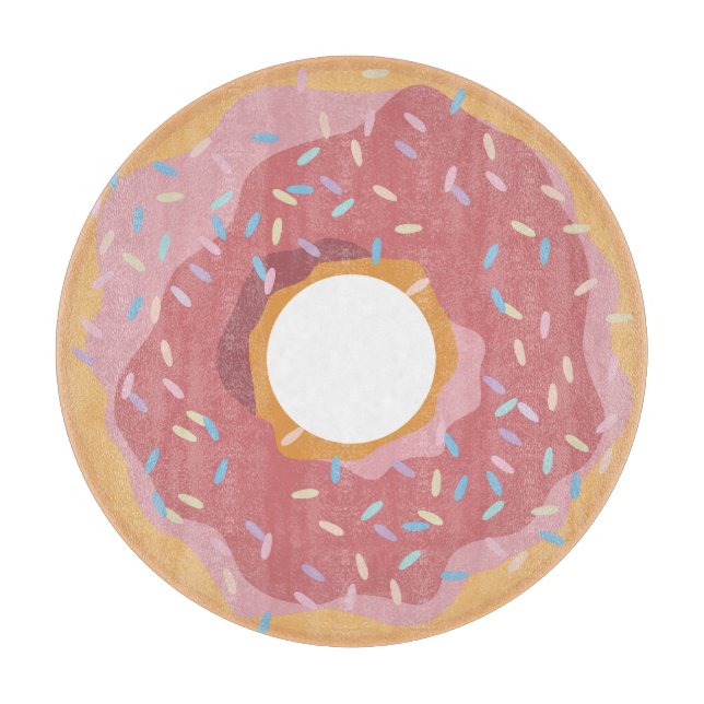 Colourful Pink Pastel Doughnuts & Sprinkles Patter Cutting Board (Front)
