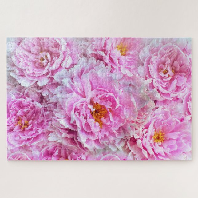 Colourful Pink Peonies Floral Botanical Flowers Jigsaw Puzzle (Horizontal)