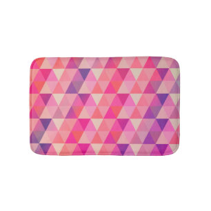 Colourful Pink Purple Geometrical Triangles Design Bath Mat
