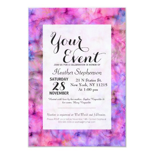 Colourful Pink Purple Mixed Watercolor Pattern Card