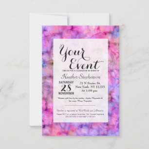 Colourful Pink Purple Mixed Watercolor Pattern Invitation