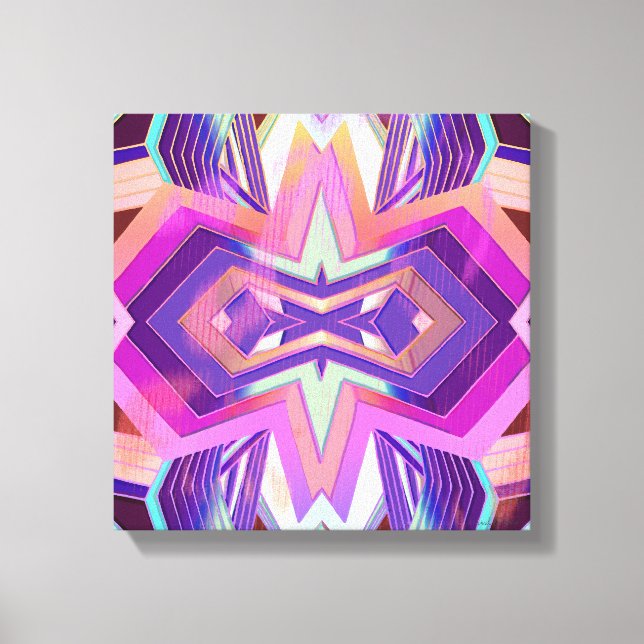 Colourful Pink Purple Vintage Geometric Vibes Canvas Print (Front)
