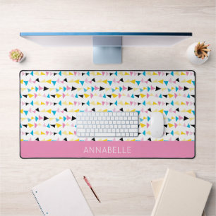 Colourful Pink Rainbow Personalized First Name Desk Mat