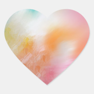 Colourful Pink Red Yellow Blue Abstract Trendy Heart Sticker
