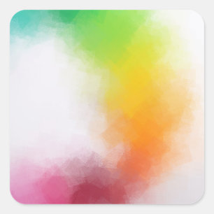 Colourful Pink Red Yellow Blue Green Abstract Art Square Sticker