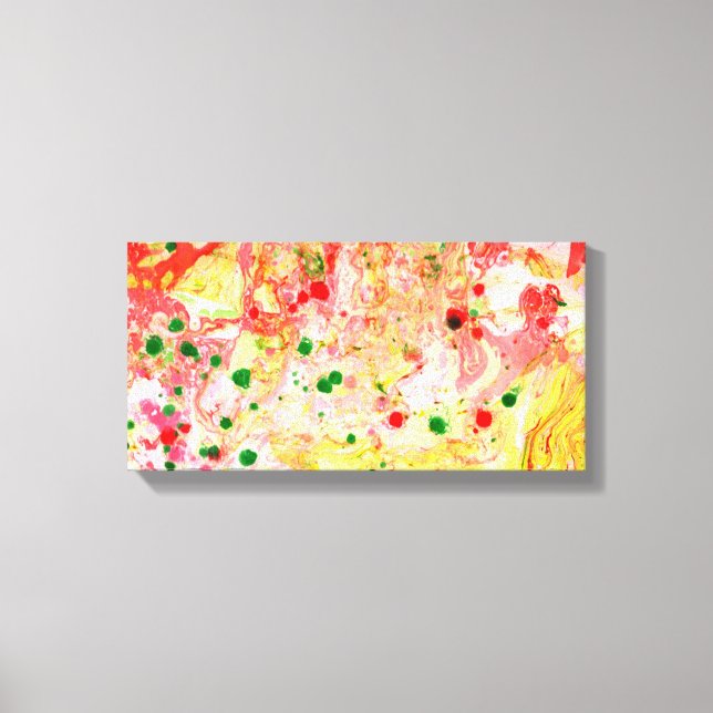Colourful Pink Red Yellow Green Modern Abstract Canvas Print (Front)