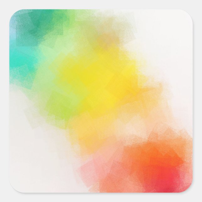 Colourful Pink Red Yellow Orange Blue Green Square Sticker (Front)