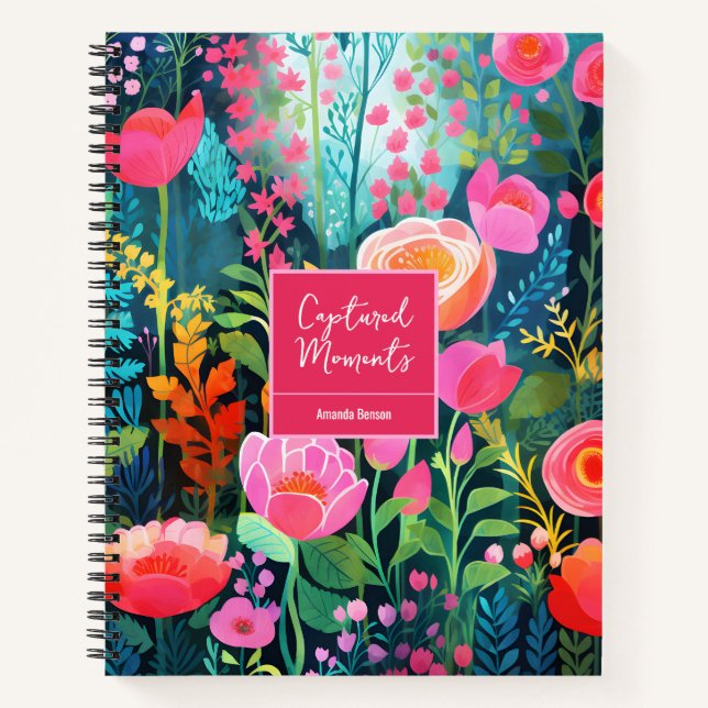 Colourful Pink Roses Artistic Painting Style Notebook (Front)