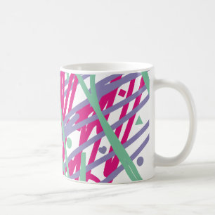 Colourful pink teal purple dots diamonds triangles coffee mug
